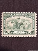 Front view of the 1932 Canada 13¢ Britannia stamp