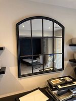 Front view of Urban Barn Bayview wall mirror mounted on wall