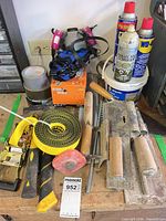 Overview of all items laid out on bench