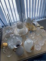 Overview of glassware and ceramics on table