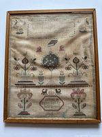 Frontal view of entire framed sampler