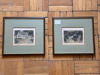 Both framed engravings side by side showing frames, mats, and relative size