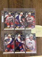 Plastic sleeve containing six of the twelve Team USA PowerPlay hockey cards