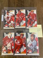 Plastic sleeve holding six Hockey Canada Powerplay cards