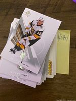 Stack of 2017-18 Upper Deck SP Authentic hockey cards, top card Reilly Smith RW