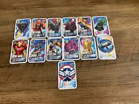 All thirteen Marvel Go on a Mission cards laid out face up on table