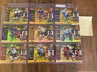 Full view of 12 McDonald's Upper Deck All-Star hockey cards in plastic sleeve