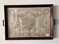 Front view showing entire embroidered artwork and wood frame