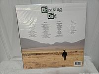 Back cover of sealed Breaking Bad vinyl showing track list and desert scene