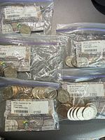 Five clear zip bags with Statehood quarters, four bearing Littleton labels ST2062