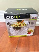 Front of boxed Prodyne ICED DIP 3-piece set