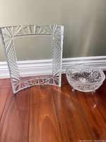 Crystal photo frame and cut glass bowl side by side