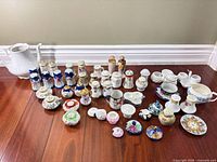 Full view of all shakers and Wedgwood creamer