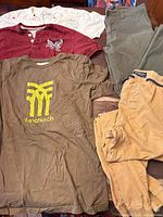 Group shot of all six clothing items spread out