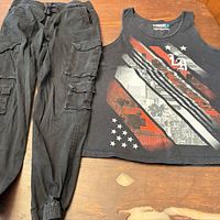Tank top and pants laid flat