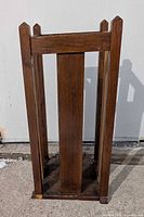 Front view of rectangular oak umbrella stand
