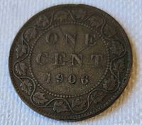 Reverse showing ONE CENT 1906 within maple leaf wreath