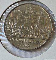 Reverse showing Confederation Constitution design and inscriptions