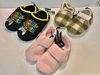 All three pairs of slippers displayed