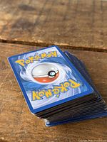 Stack of Pokémon cards showing card backs