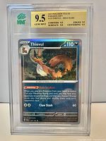 Front view of MNT-graded Thievul Paradox Rift holo rare card showing grade and subgrades