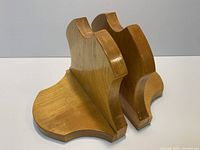angled view showing both wooden bookends and finish