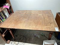 Top view of rectangular solid wood table