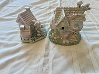 Bunny scene figurine and bunny cottage schoolhouse