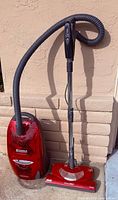 Full view of vacuum canister with hose, wand and powerhead