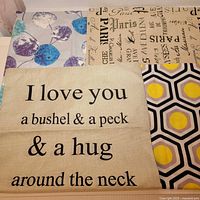 Four pillow covers laid out showing all designs