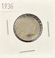 Obverse of 1936 Buffalo Nickel in flip