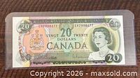 Obverse of the 1969 $20 banknote in sleeve