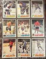 All nine 1977-78 O-Pee-Chee NHL hockey cards in plastic sleeve