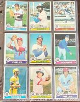 Fronts of nine 1978 O-Pee-Chee baseball cards in sleeves