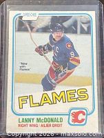 Front of 1981-82 O-Pee-Chee card showing Lanny McDonald image, team name and logo