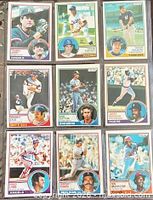 Fronts of all nine O-Pee-Chee baseball cards in plastic sleeve