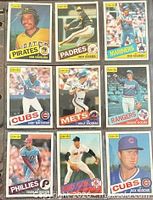 Fronts of all nine 1984 O-Pee-Chee cards in sleeve