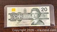 Obverse of 1991 Canadian $20 note showing portrait, serial and design