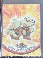 Front of 1999 Topps Pokémon Arcanine card in sleeve