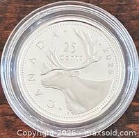 Coin reverse showing caribou and date 2025