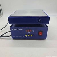 Front view of BAKU 946A heater plate showing heating surface, digital display, controls and power cord