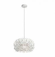 Stock image of Elan Quillo pendant chandelier showing full fixture, canopy, cord, and geometric shade