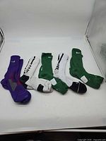 All five pairs of Nike Elite crew socks laid out showing colours and design