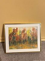 Front view of framed mixed-media watercolor