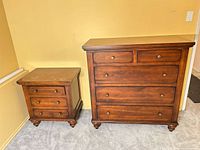 Front view of dresser and nightstand