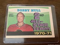 Front of Bobby Hull O-Pee-Chee 2nd All-Star Team card in plastic sleeve