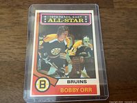 Front of Bobby Orr 1973-74 O-Pee-Chee All-Star card in sleeve