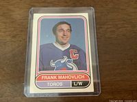 Front of Frank Mahovlich Toronto Toros O-Pee-Chee WHA #110 card in sleeve
