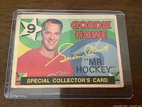 Front of Gordie Howe O-Pee-Chee Special Collector’s Card #262 in sleeve