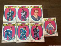 Fronts of seven 1970-71 O-Pee-Chee Toronto Maple Leafs cards